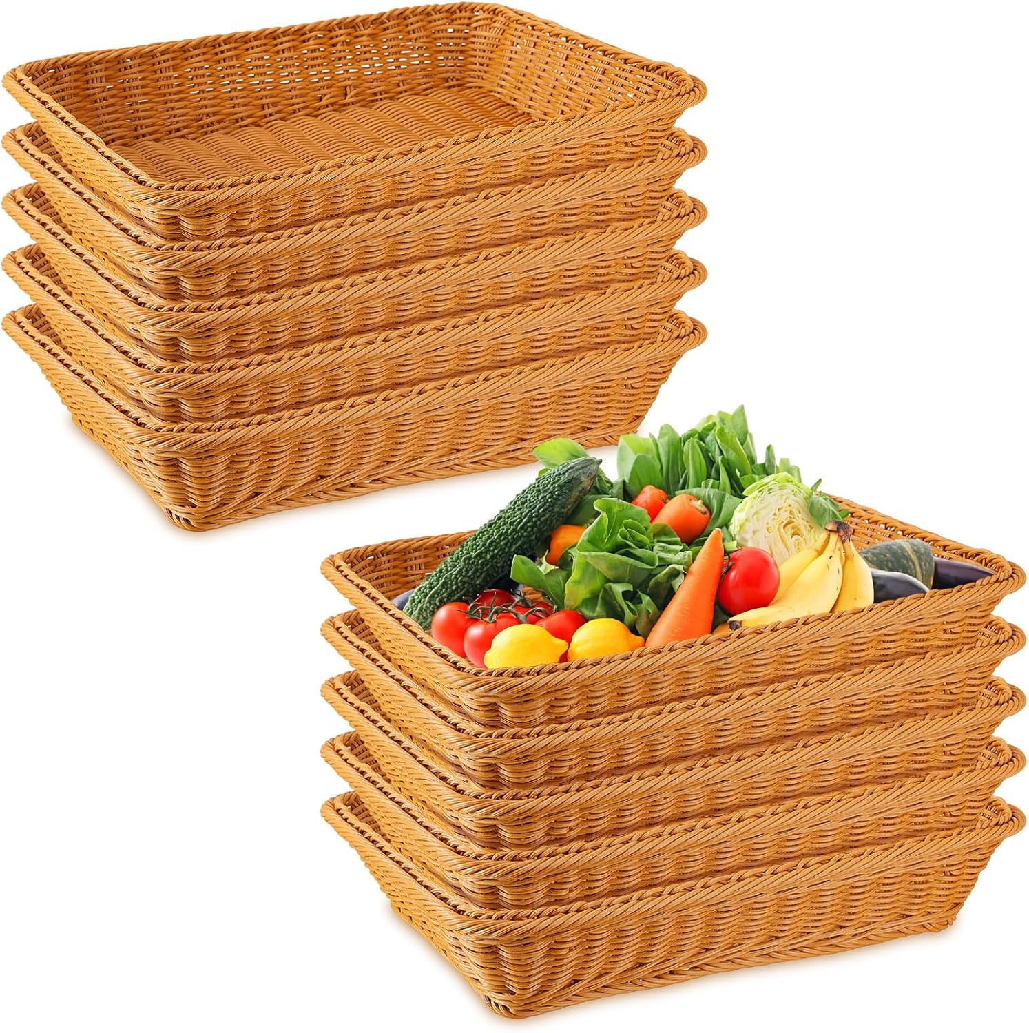 Tioncy 10 Pcs Poly Wicker Bread Serving Baskets 1