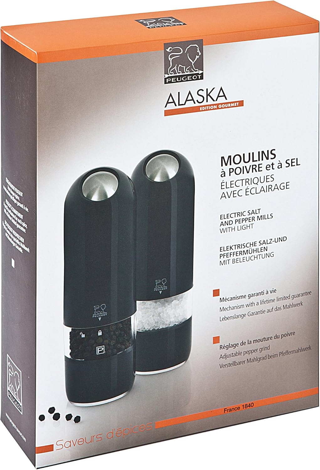 Peugeot Alaska Duo Electric Salt and Pepper Mill with Light