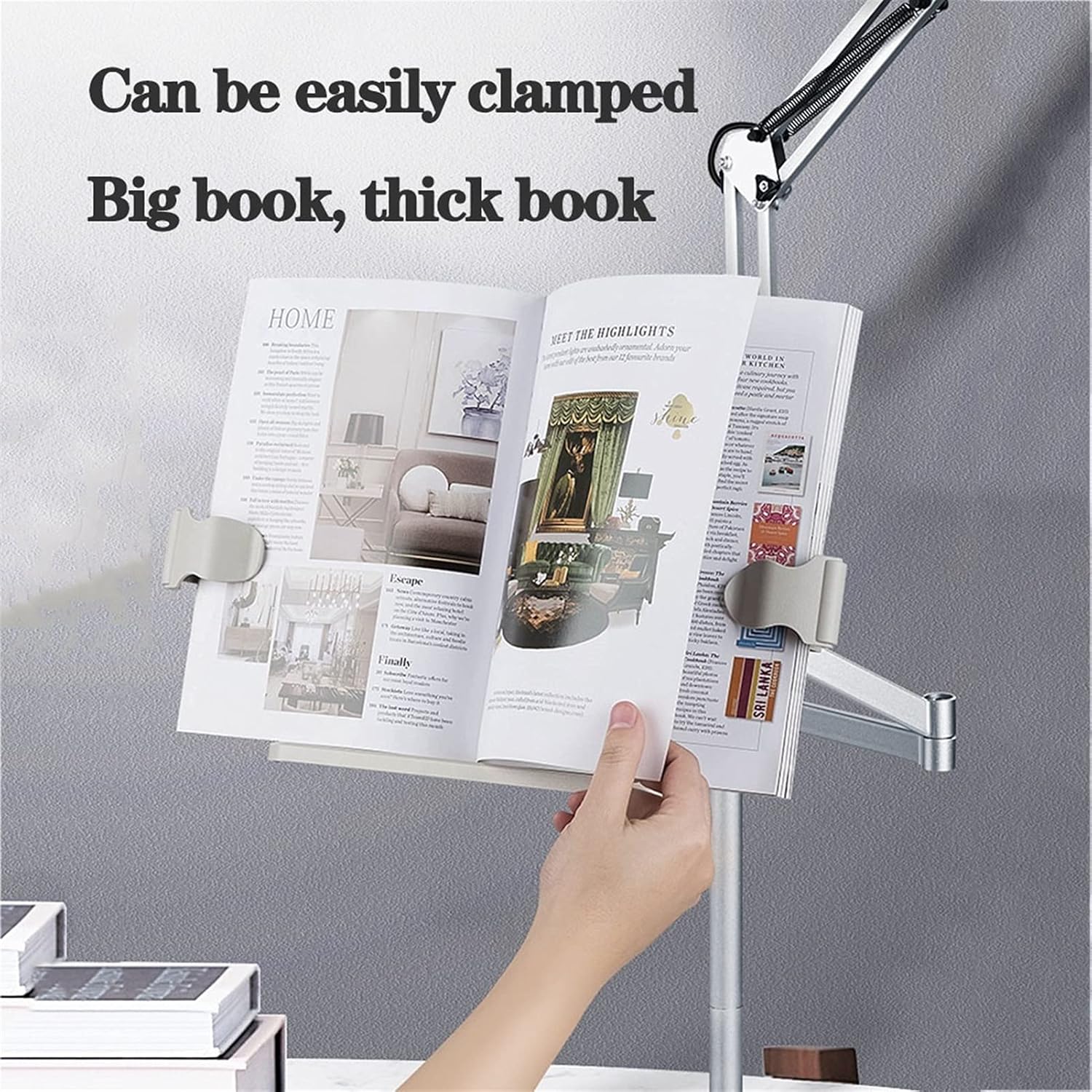Yuidaaavzz Floor Bookstand with Lamp Foldable Reading Stand
