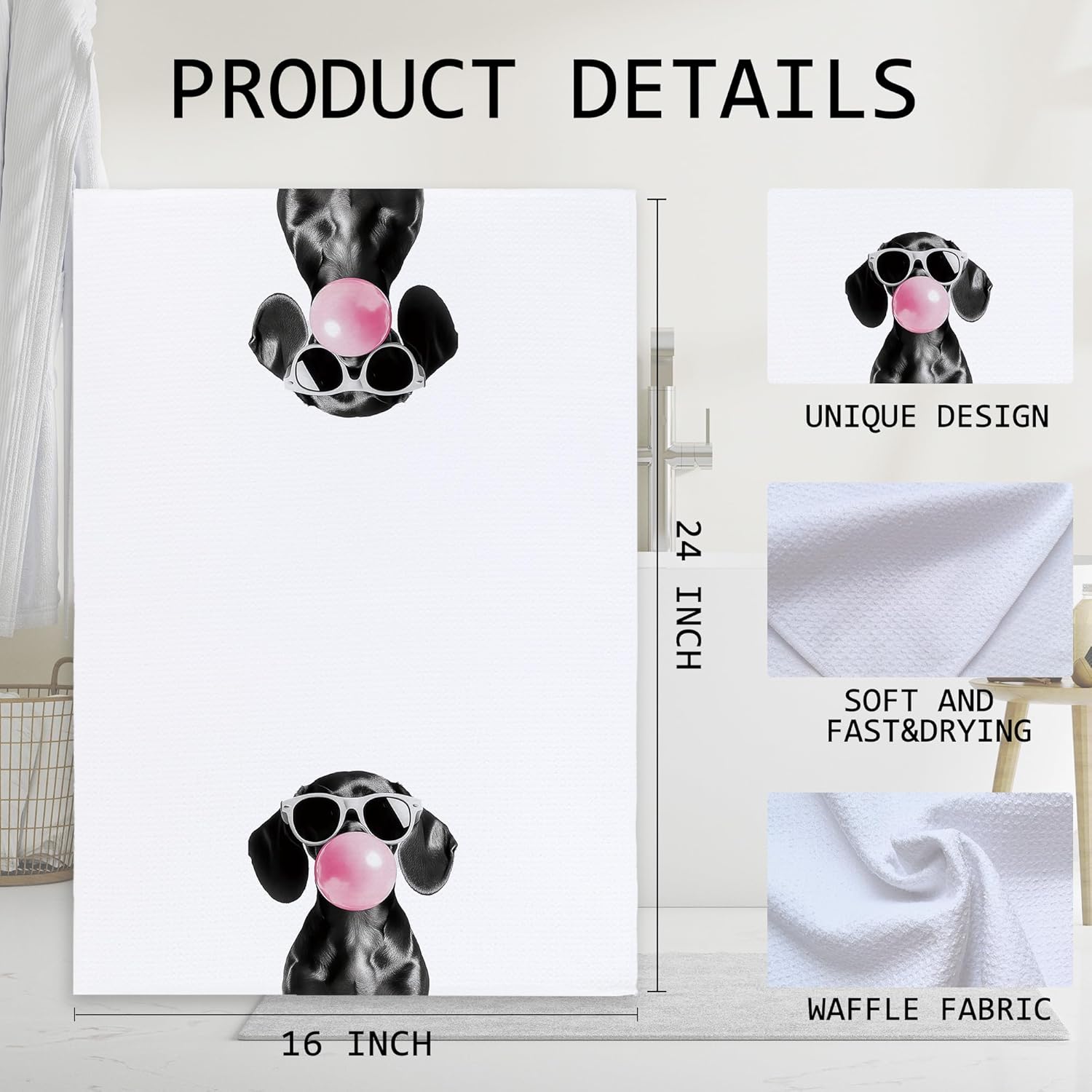 Funny Dachshund Hand Towels 16x24 Inch 1