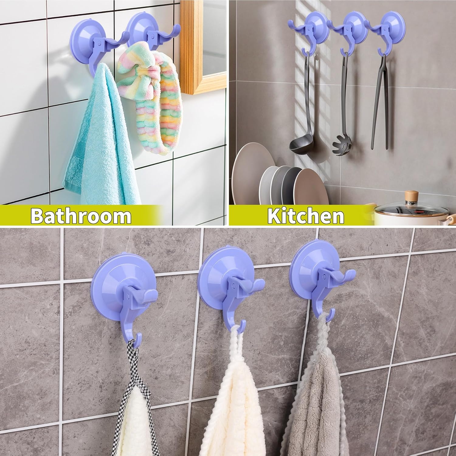 Antimbee Dual Hook Suction Cup Wall Holder 10 Pack Purple