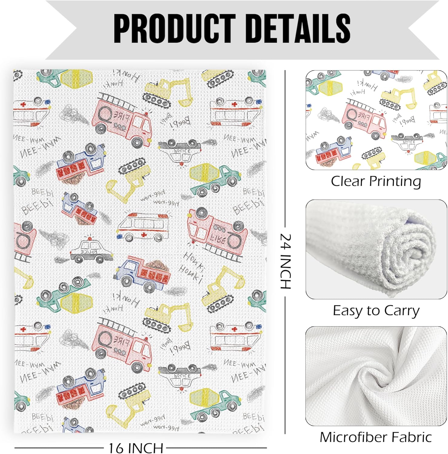 Pugwak 16x24 Inch Dish Towels for Kitchen Bathroom Playroom