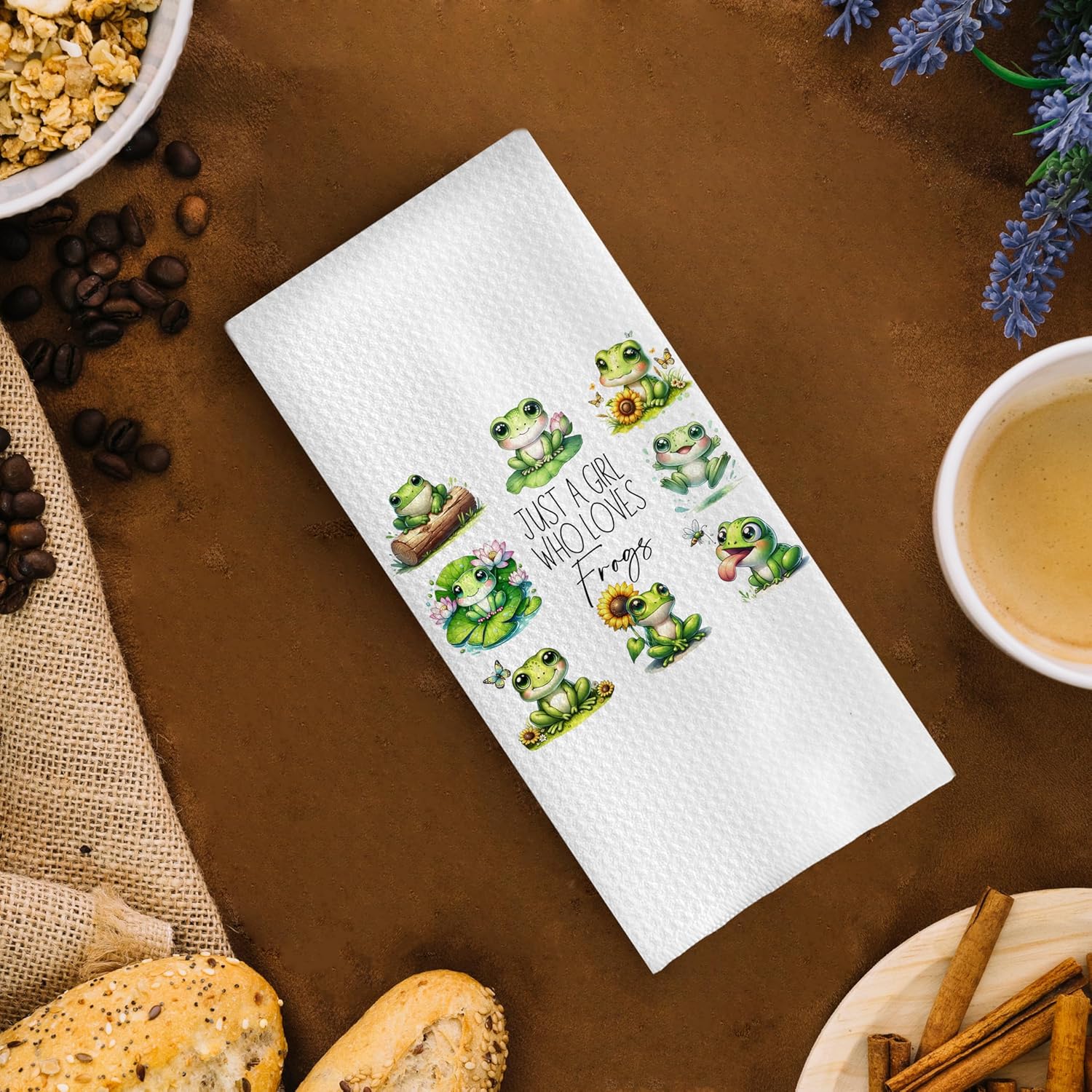 Frog Gifts Decorative Waffle Dish Towels 16x24 Inch