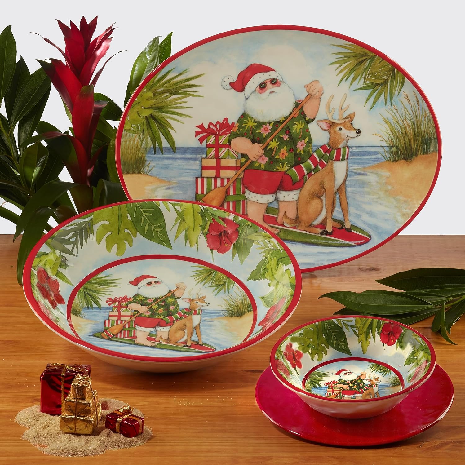 Certified International Santas Wish Melamine Dinnerware Set 12 Piece 1