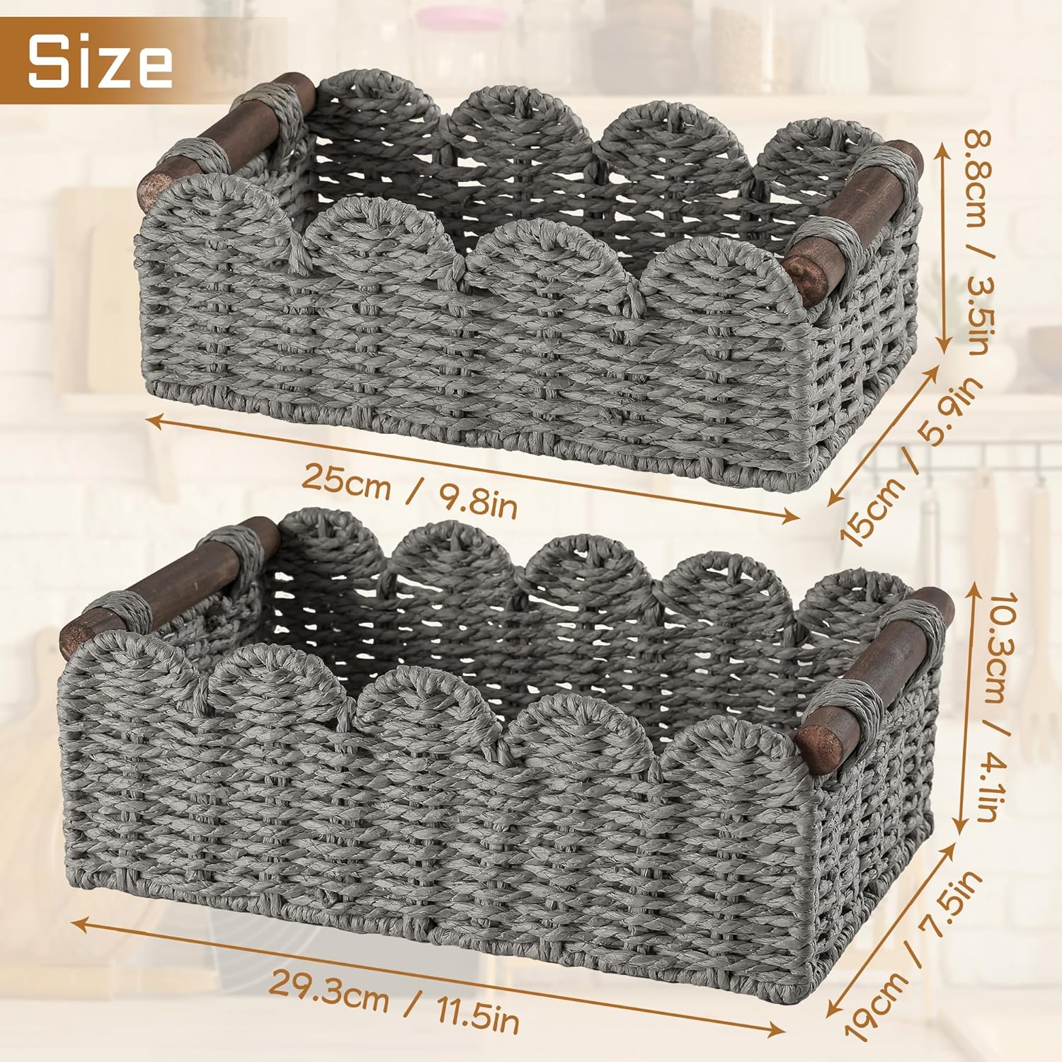 DUOER Wicker Storage Basket for Toilet Tank Top Gray