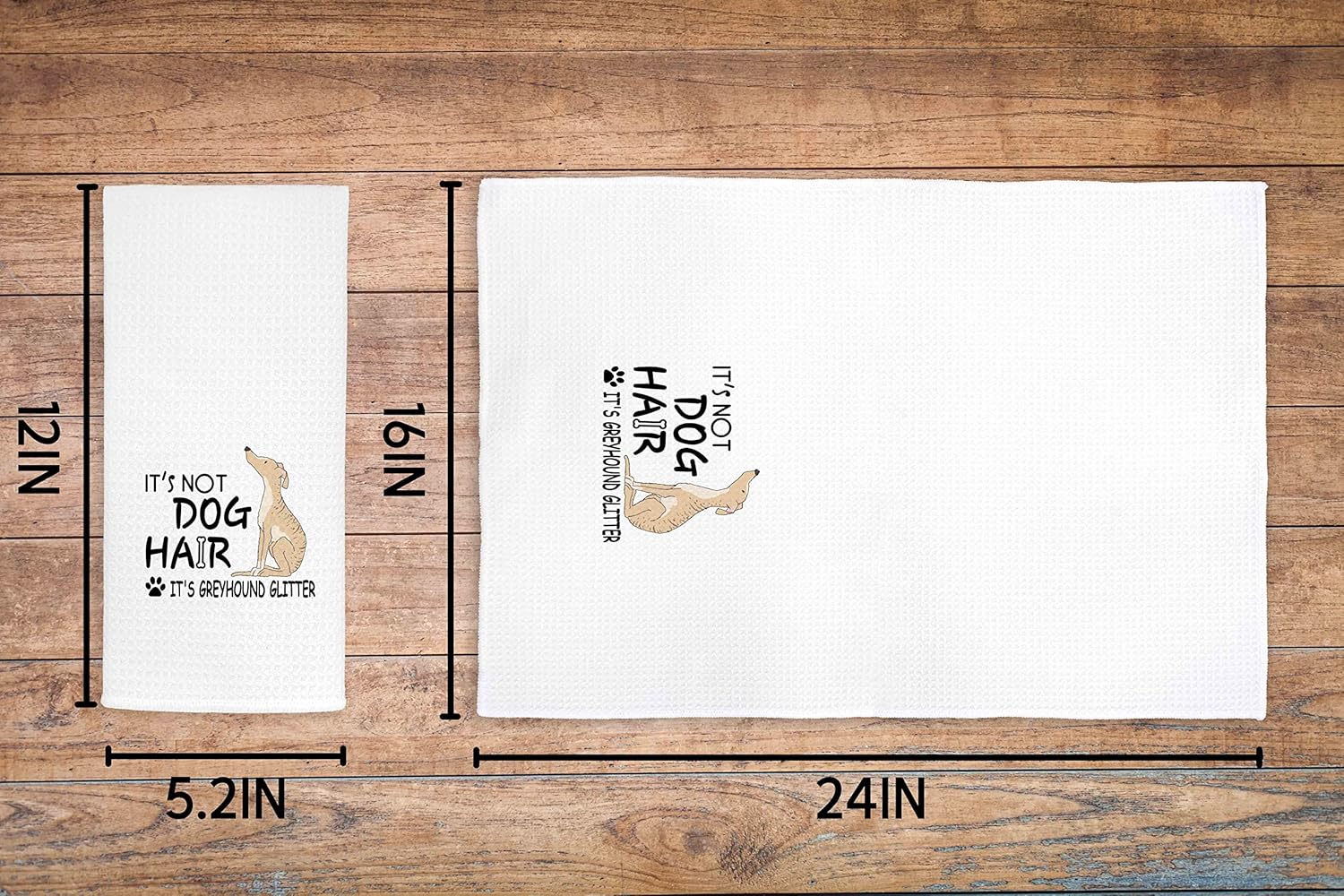 Funny Greyhound Glitter Dish Towels 24x16 Inches