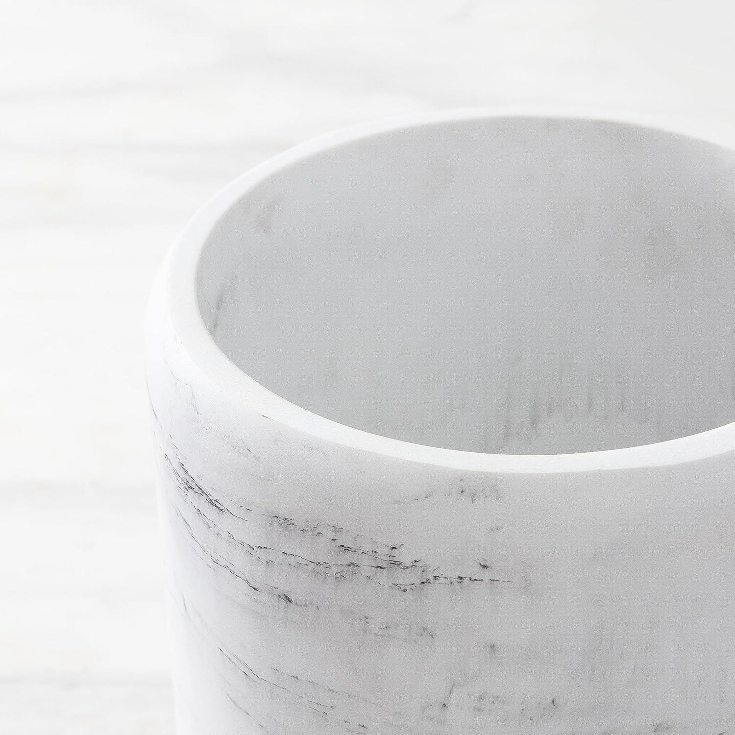QL DESIGN Marble Style Round Waste Basket White